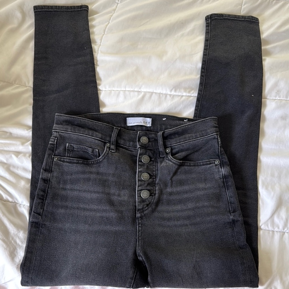 LOFT Women's Black High-Waisted Skinny Jeans size 26